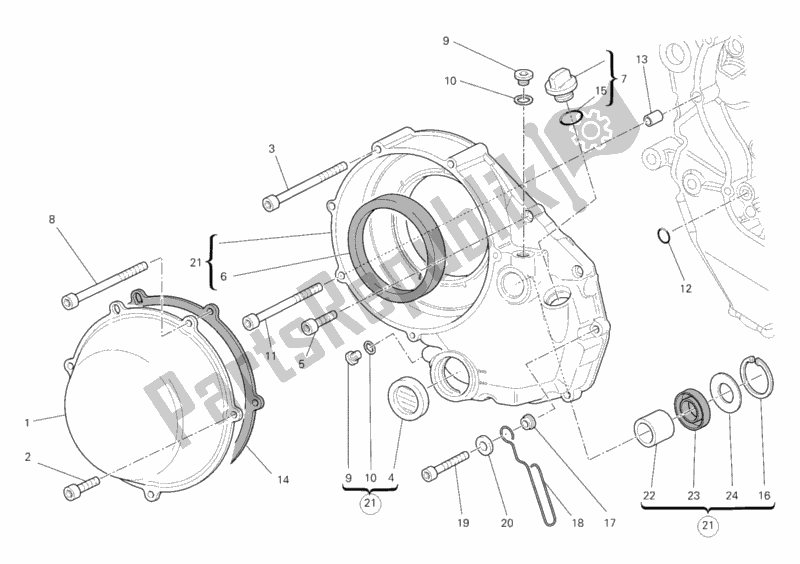 Toutes les pièces pour le Couvercle D'embrayage, Extérieur du Ducati Superbike 1198 USA 2010